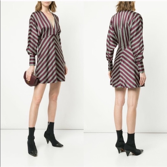 Alexis Burgundy Tena Striped Long Sleeve Mini Dress - Picture 1 of 16